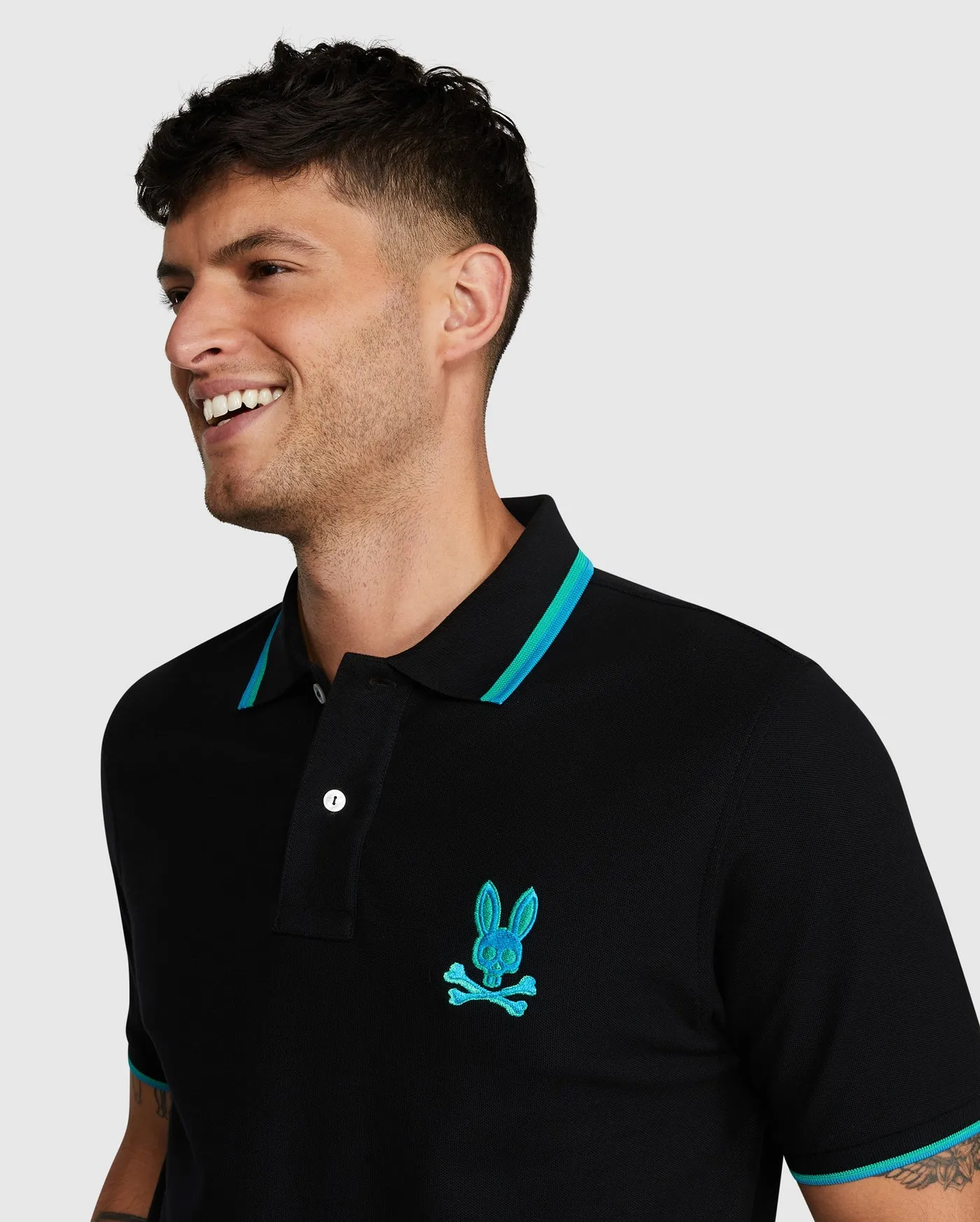 Psycho Bunny Bennett S/S Polo in Black