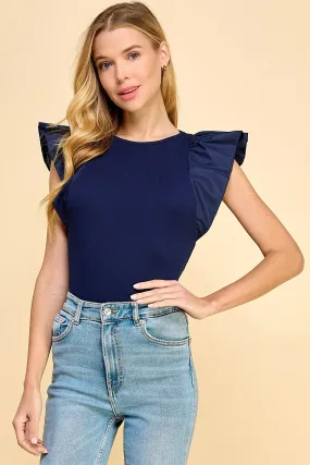 Raging Ruffle Top - Navy