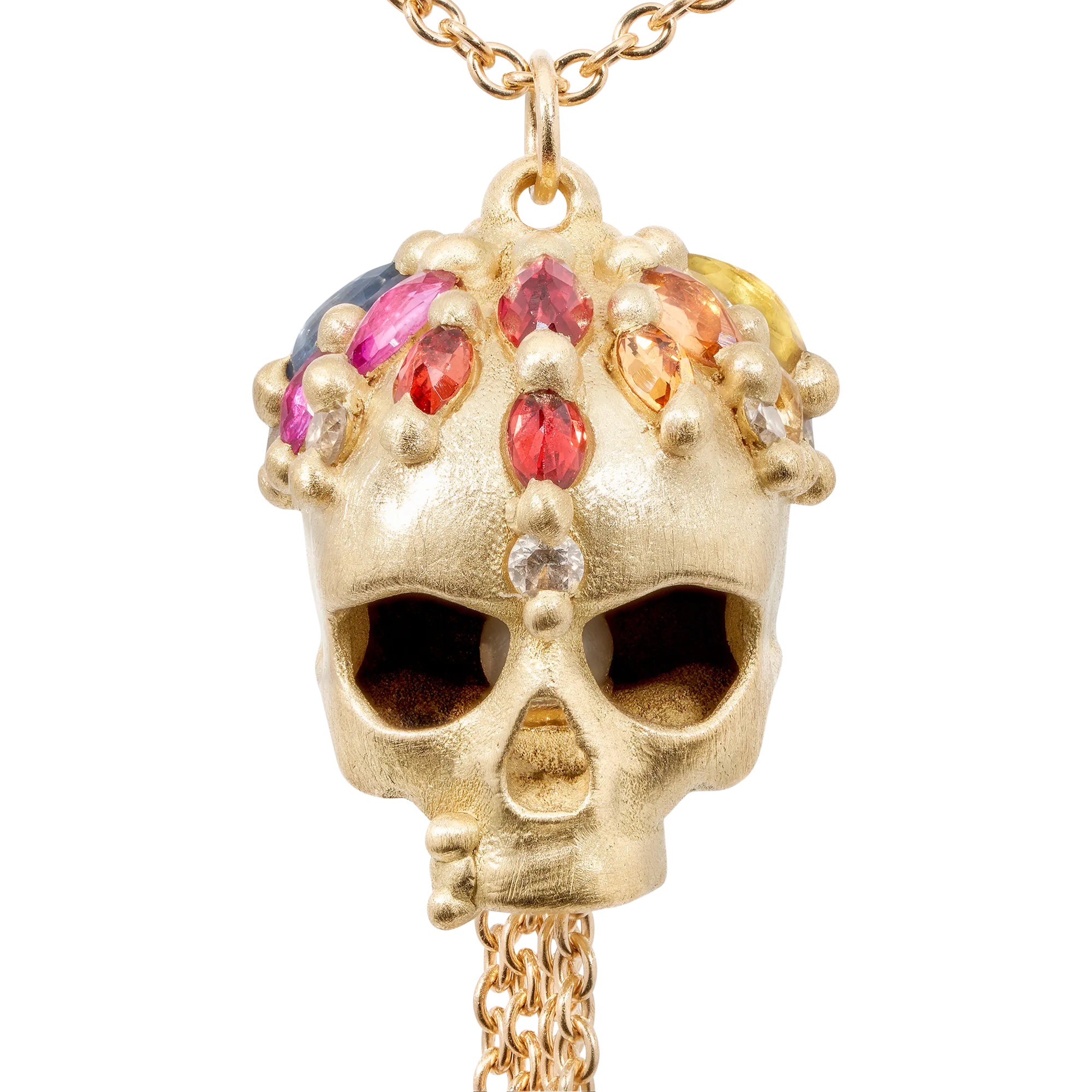 Rainbow Enchanted City Skull Tassel Necklace - 11509