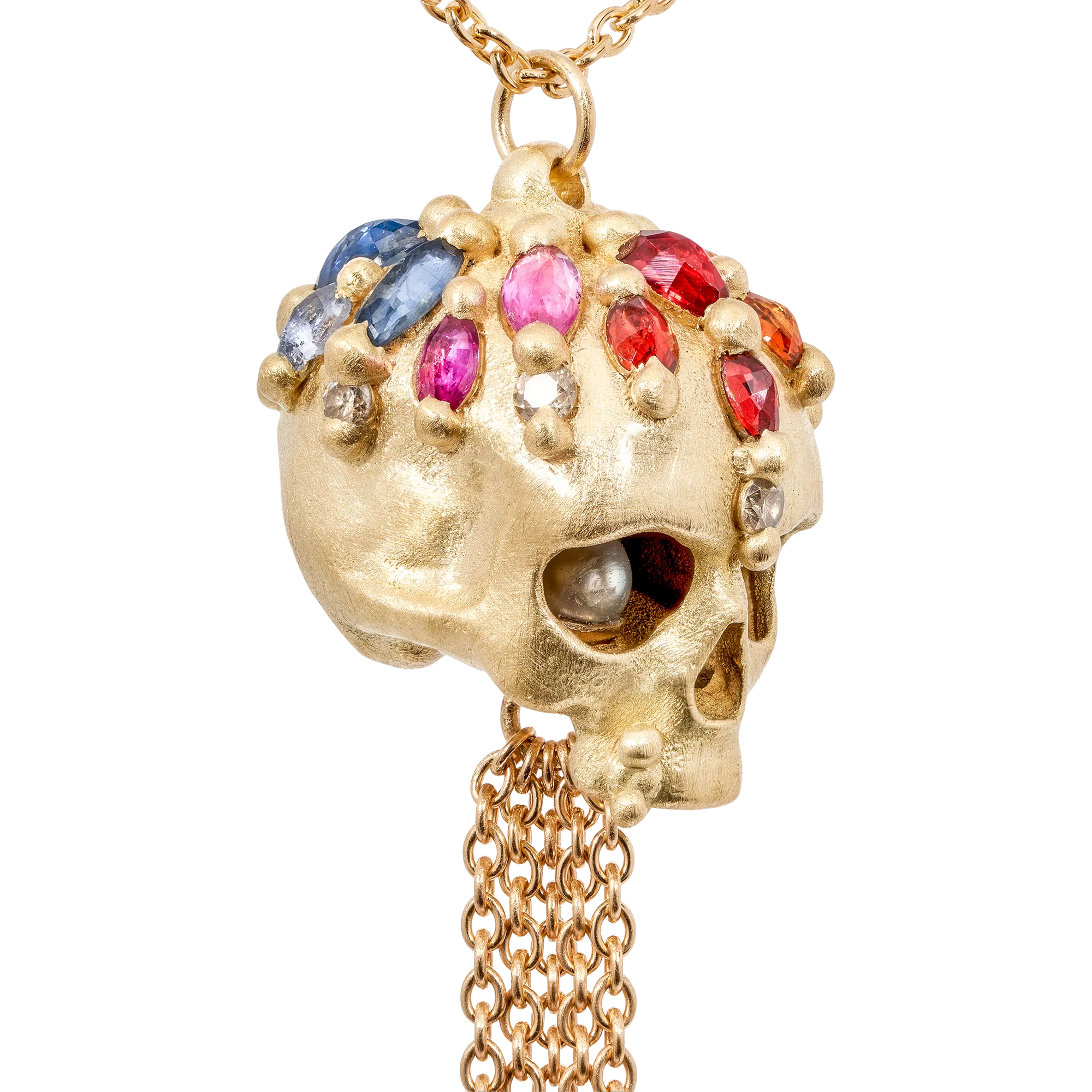 Rainbow Enchanted City Skull Tassel Necklace - 11509