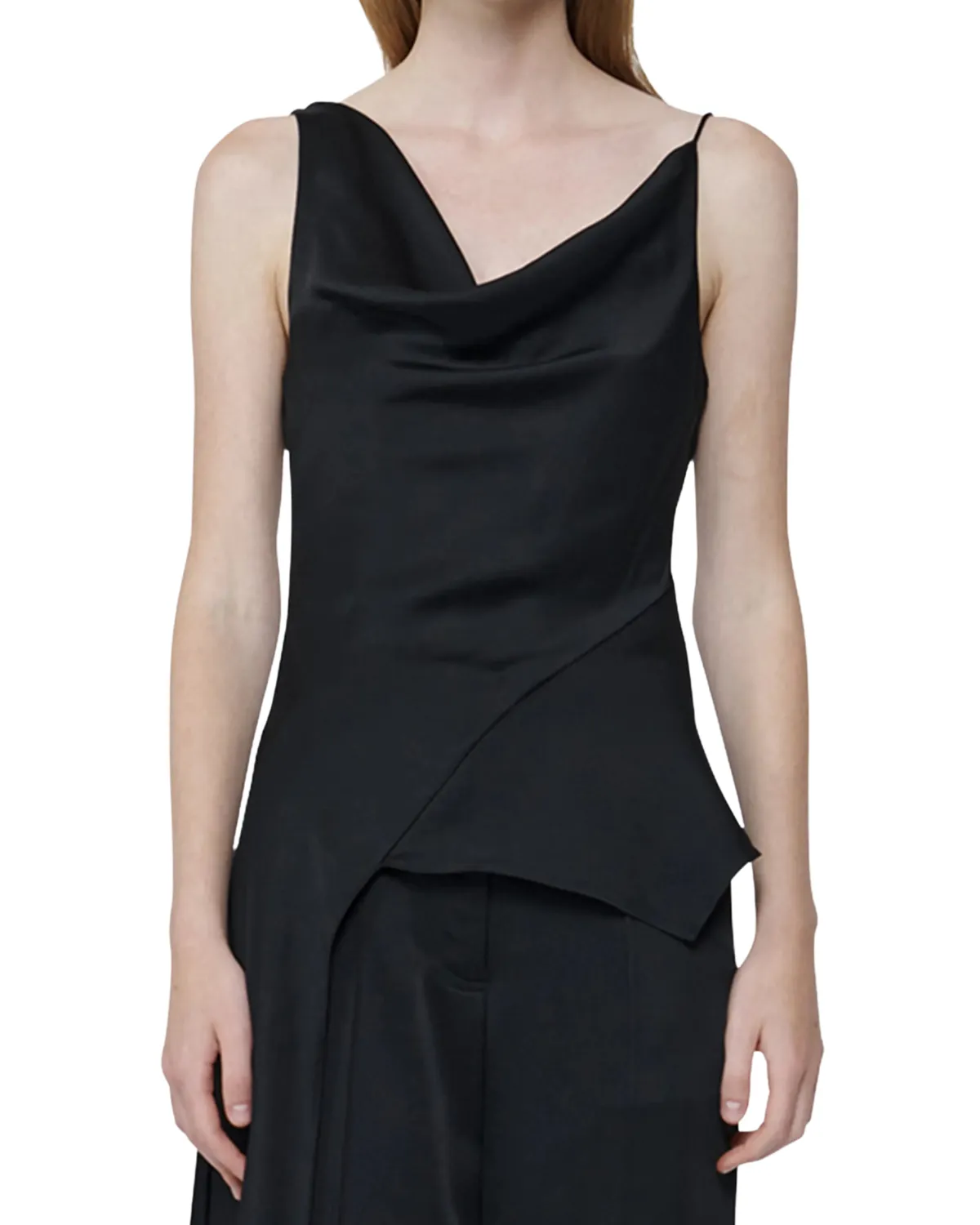 Ronnie Asymmetric Tank Top (Black)