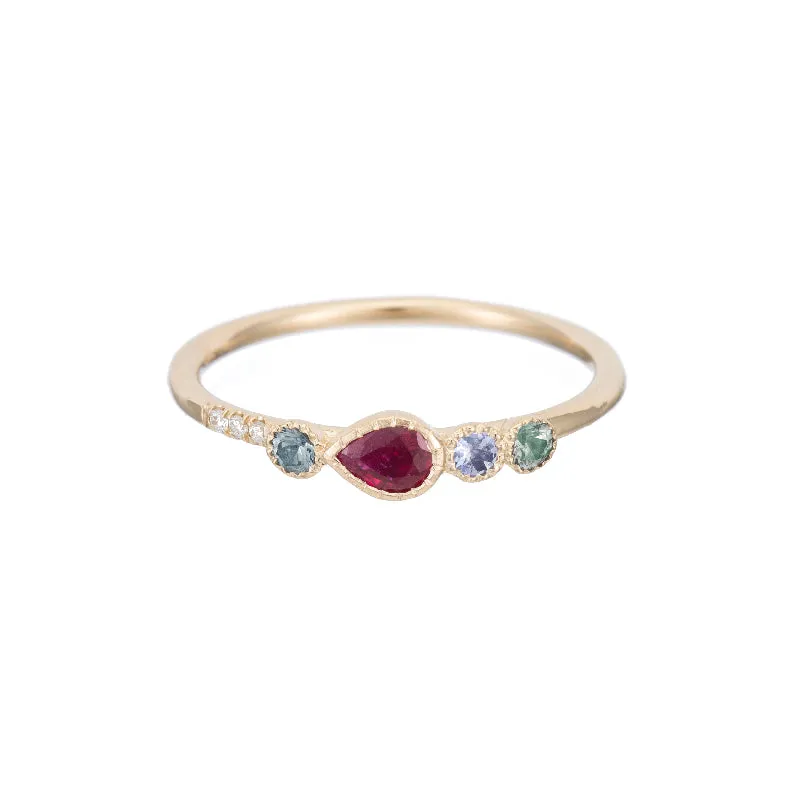 Ruby Teardrop Diamond Ring