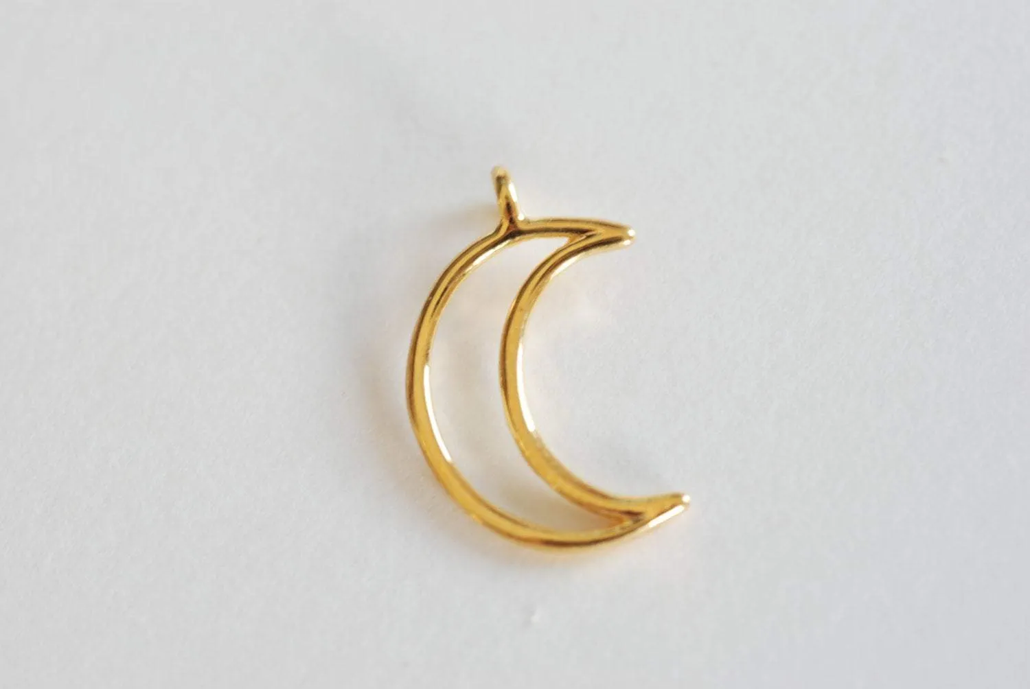 Shiny Vermeil Wholesale Gold Open Crescent Moon Charm- 18k gold plated over Sterling Silver Moon Charm,Gold Half Moon Charm,Gold Moon Charm, 52