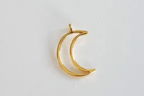 Shiny Vermeil Wholesale Gold Open Crescent Moon Charm- 18k gold plated over Sterling Silver Moon Charm,Gold Half Moon Charm,Gold Moon Charm, 52