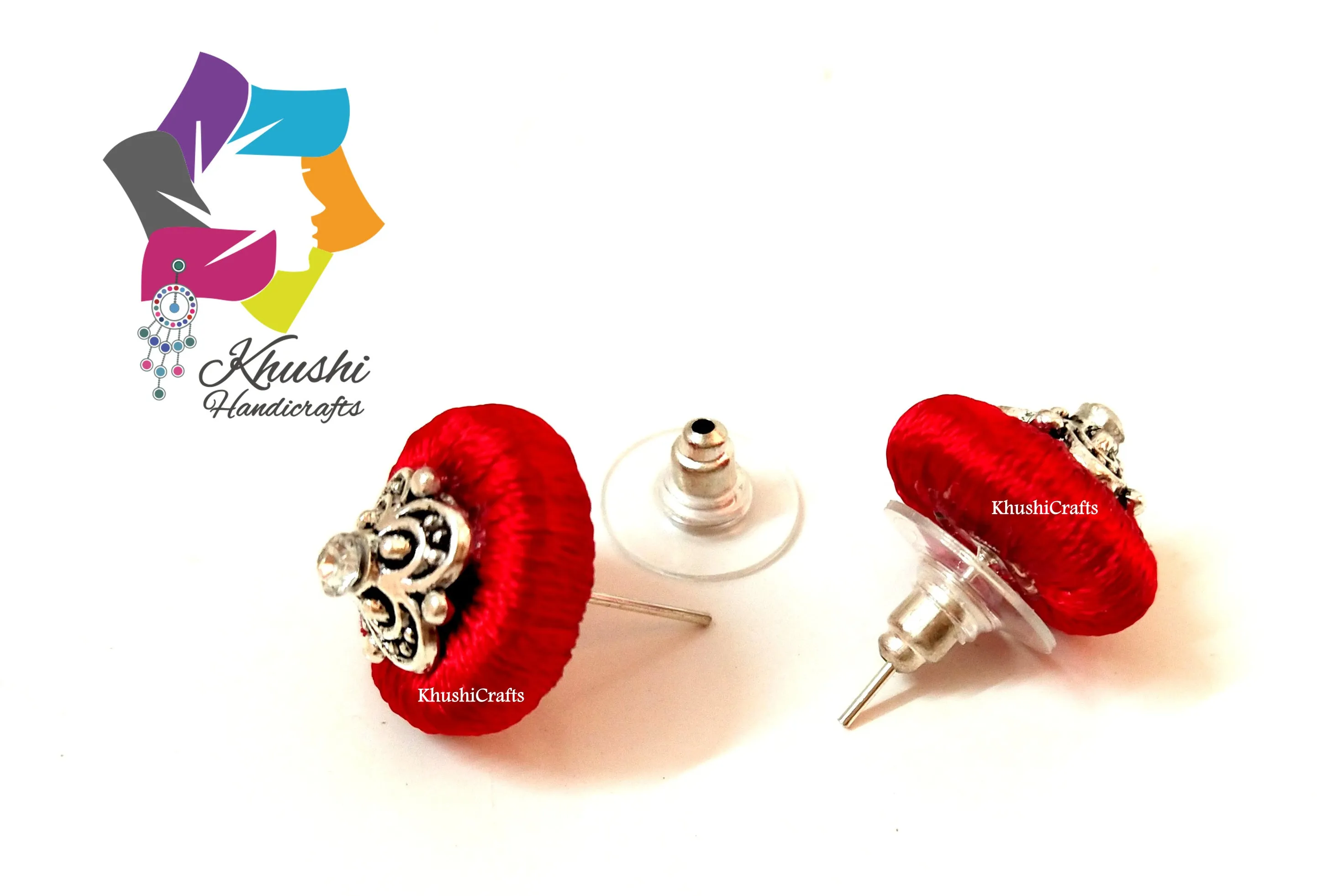 Silk thread stud earrings