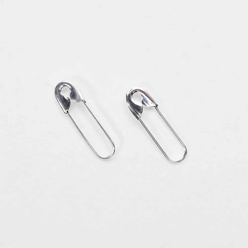 Silver Safety Pin Earrings