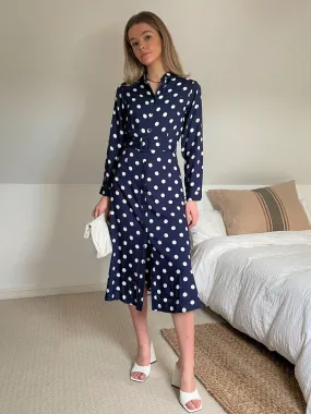 Slaytwins Dana Spot Print Midi Shirt Dress