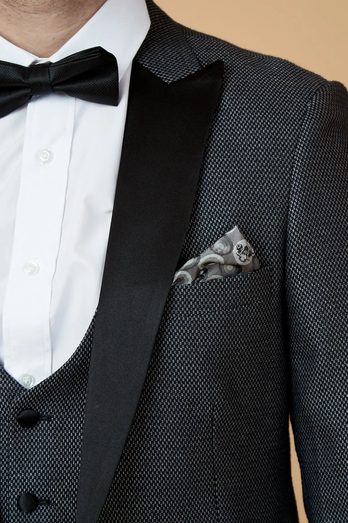 SPENCER - Charcoal Grey Tux Lapel Blazer