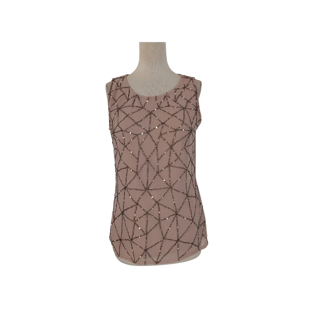 Splash Taupe Sequins Sleeveless Top | Pre Loved |