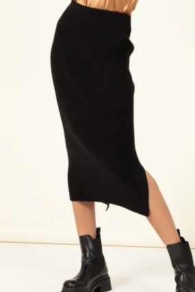 Stella long knit skirt, black