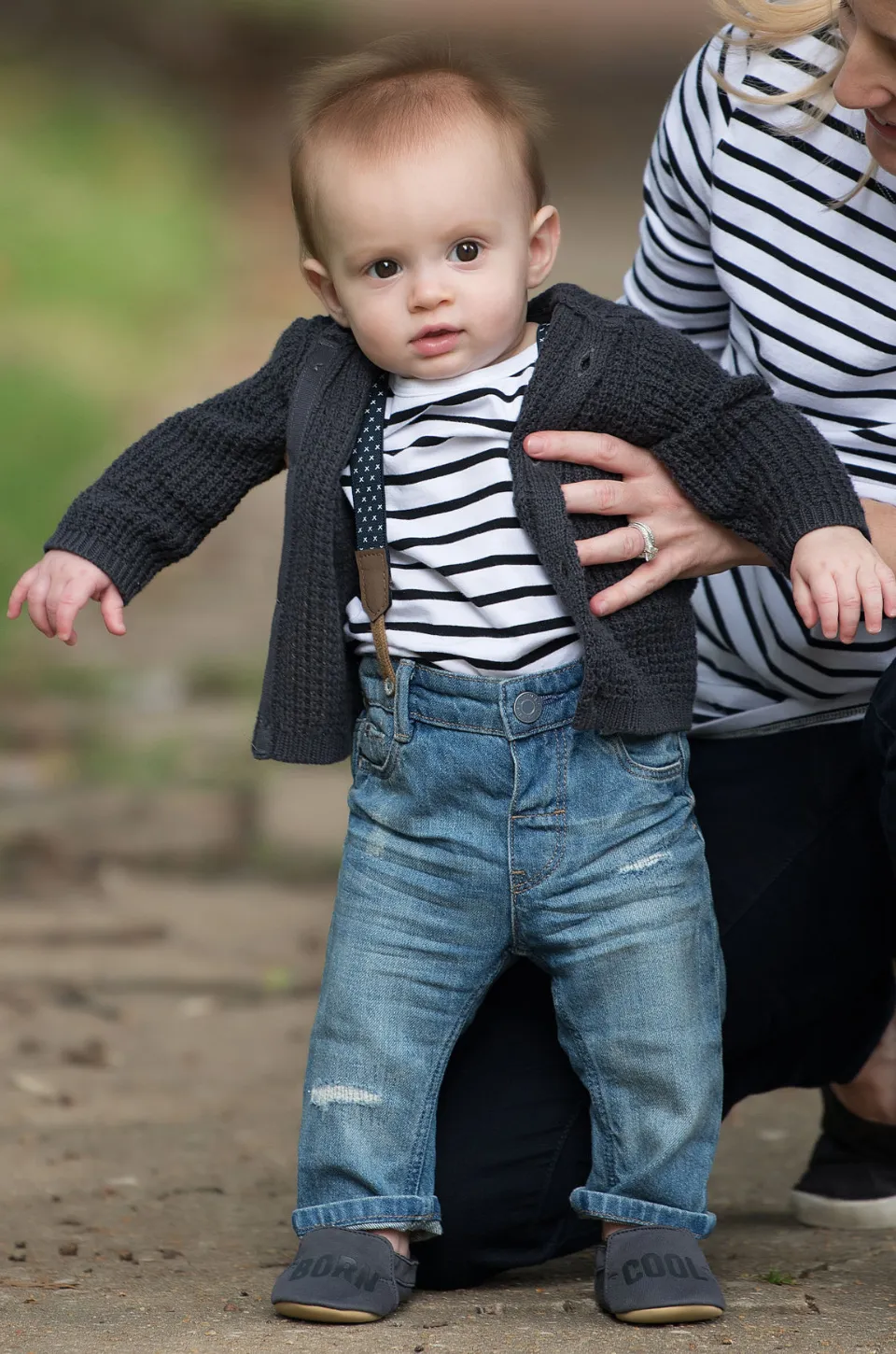 Striped Nursing Top   Matching Baby Top Bundle - Black/White