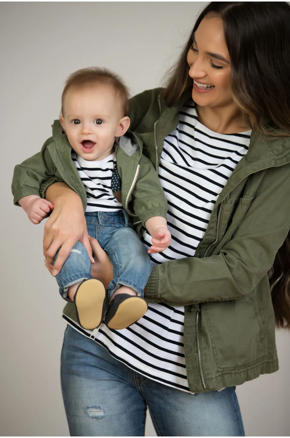 Striped Nursing Top   Matching Baby Top Bundle - Black/White