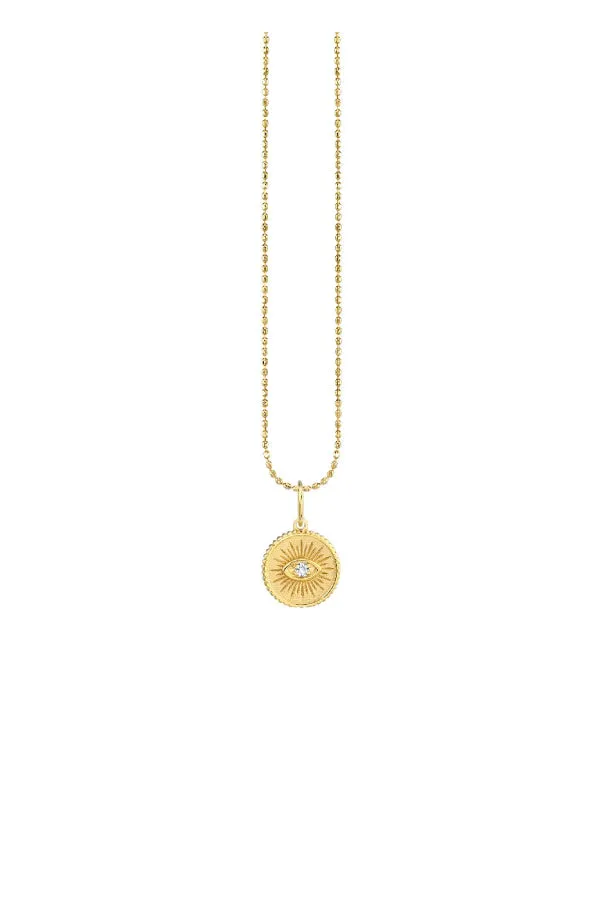 Sydney Evan Small Marquis Eye Coin Necklace