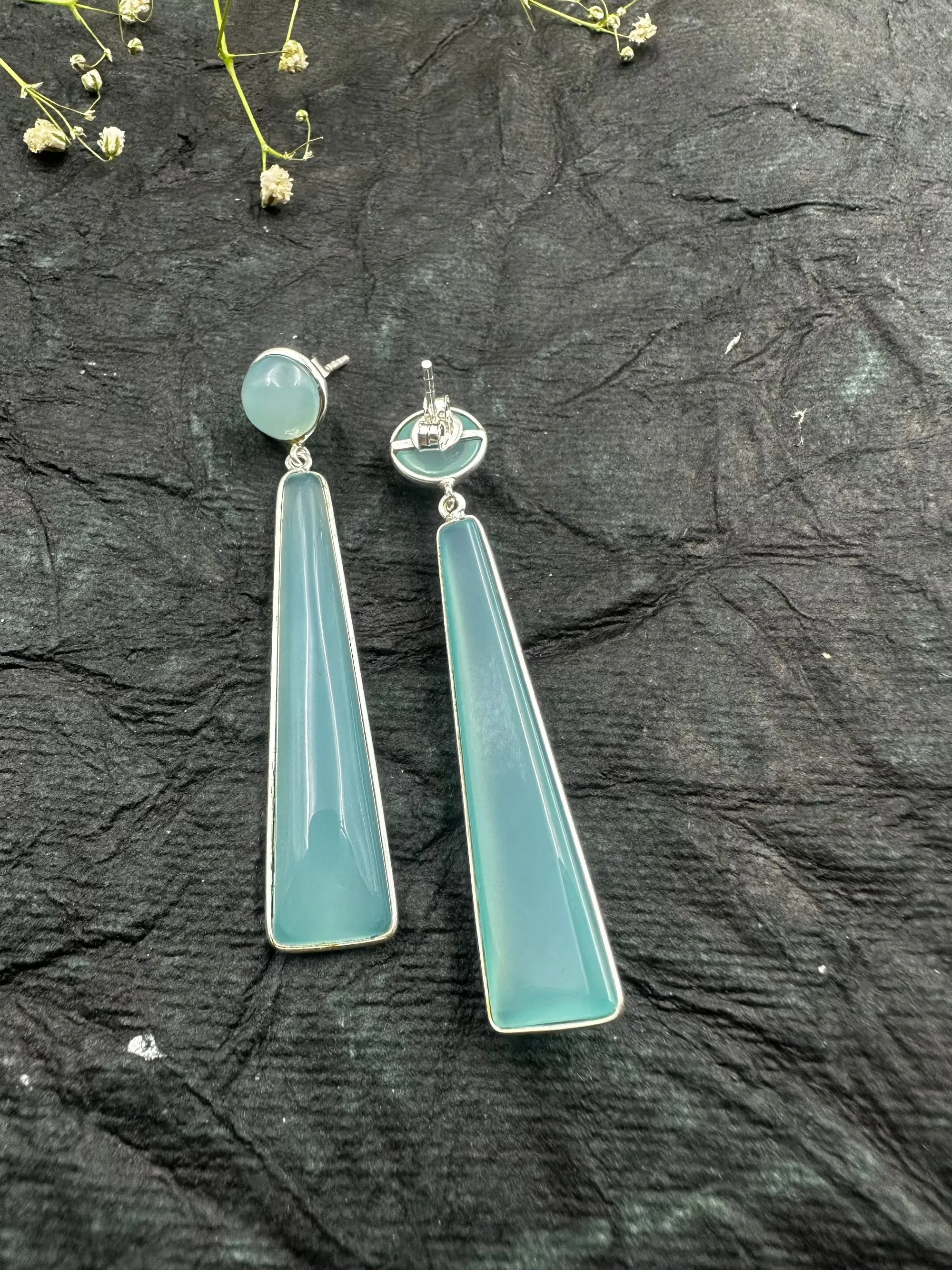 The Chalcedony Silver Gemstone Earrings