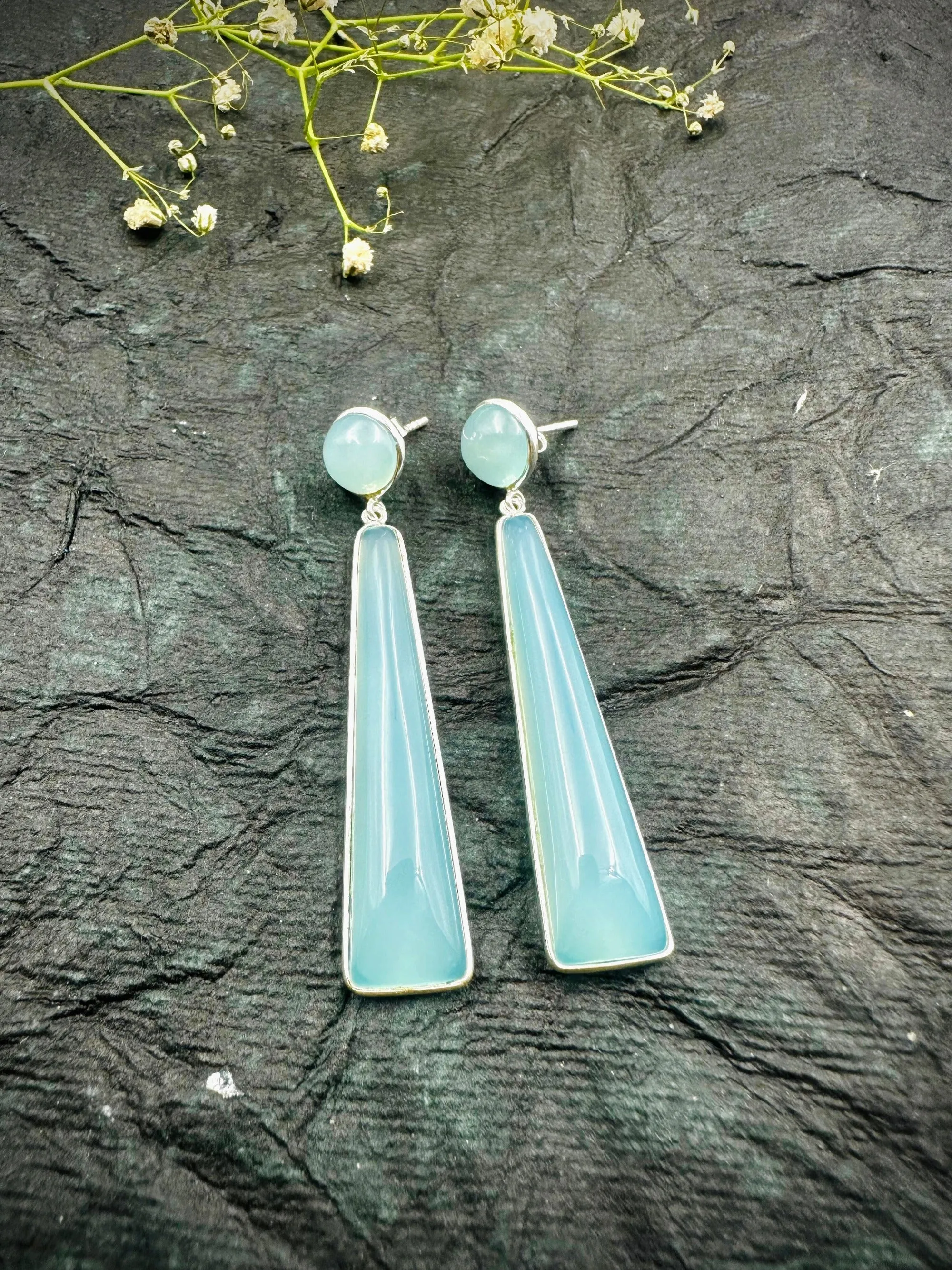 The Chalcedony Silver Gemstone Earrings