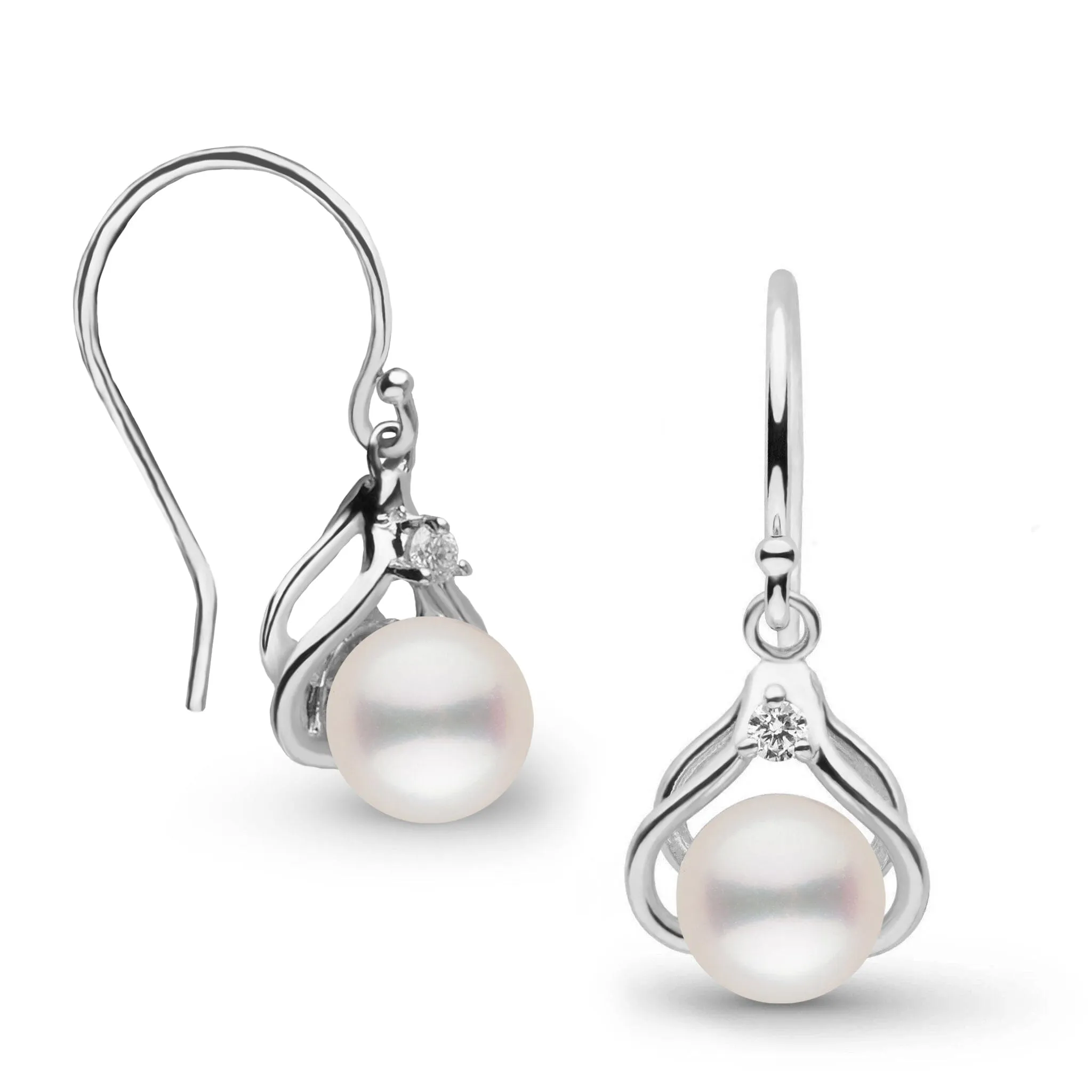 Tiara Collection White Freshadama Pearl and Diamond Earrings