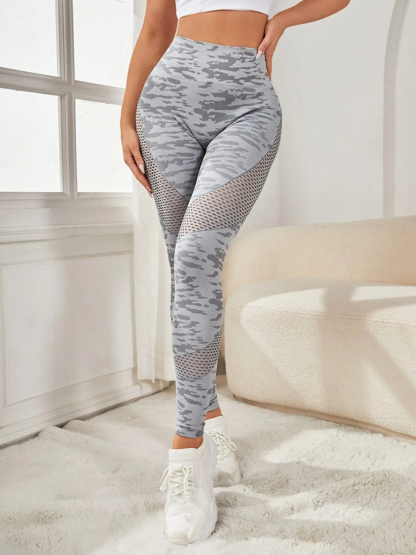 Tori Camo Print Hollow Out Leggings