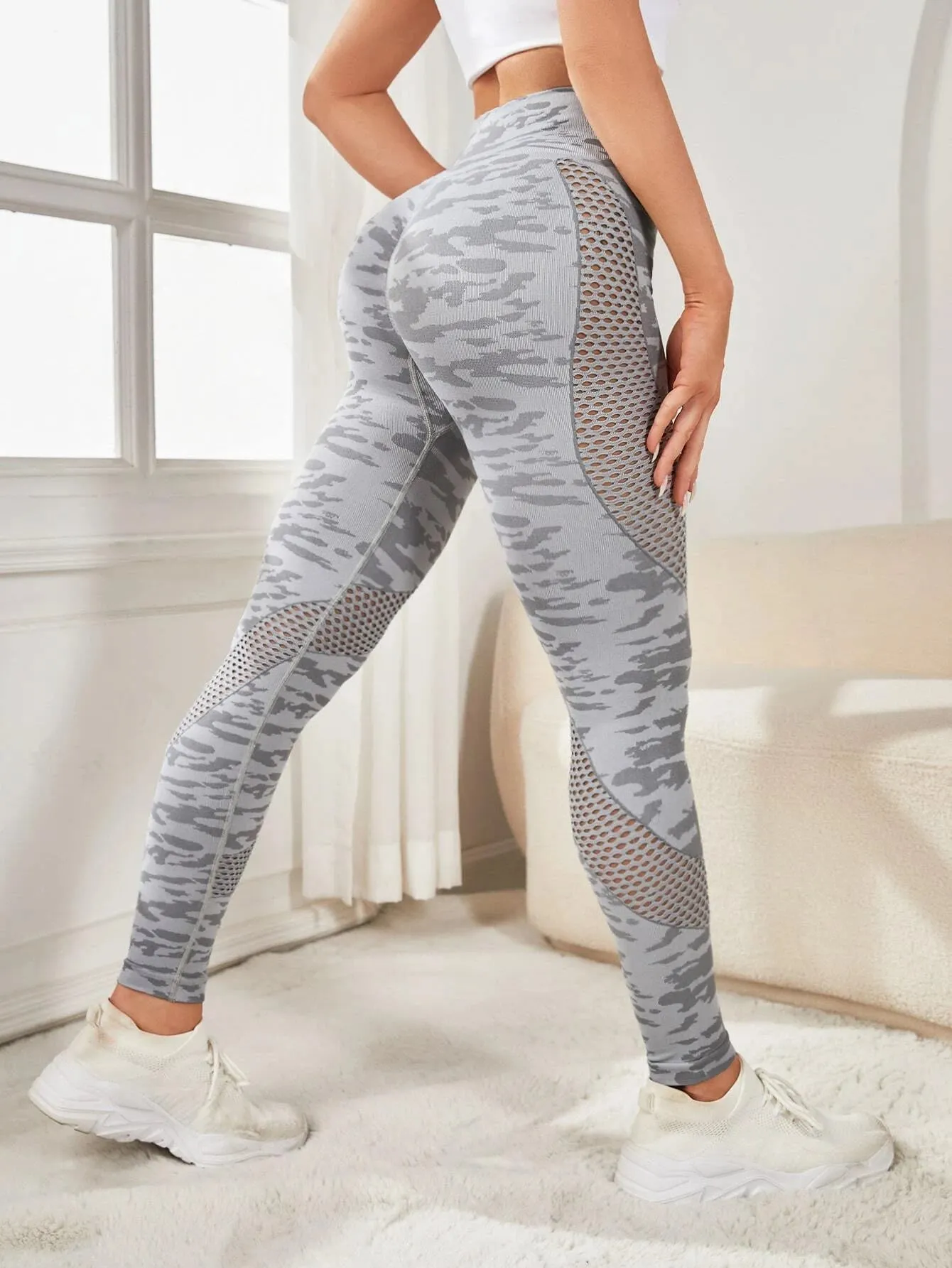 Tori Camo Print Hollow Out Leggings