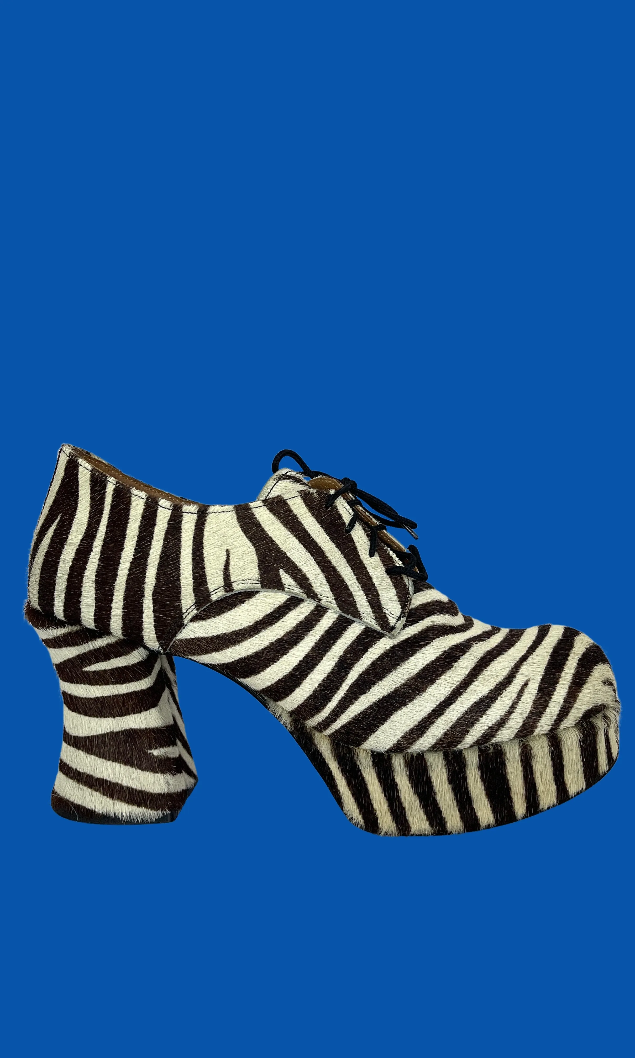 UNDERGROUND 90s Zebra Animal Print Platform Shoes, Size 7