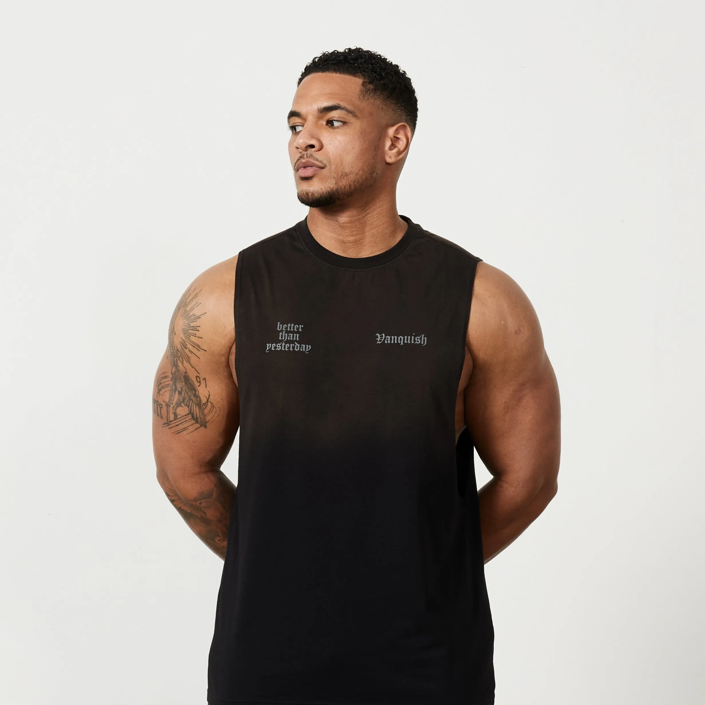 Vanquish Sun-faded Black Oversized Sleeveless T Shirt