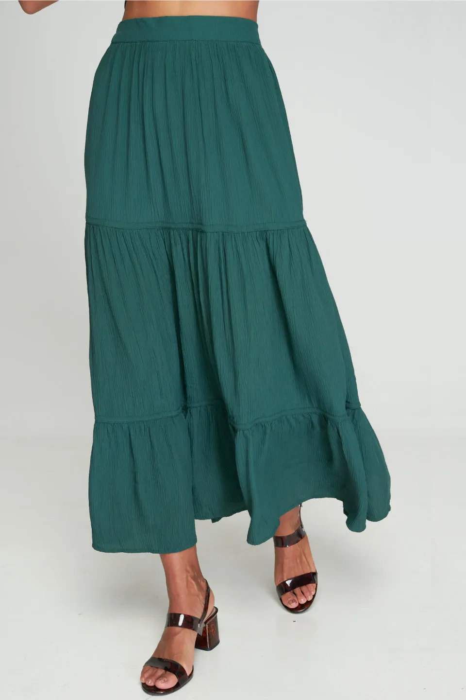 Victoria Basil Tiered Maxi Skirt