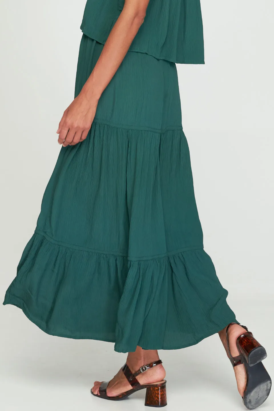 Victoria Basil Tiered Maxi Skirt