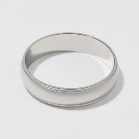 White Gold Classic Milgrain Wedding Band - Matte 5mm