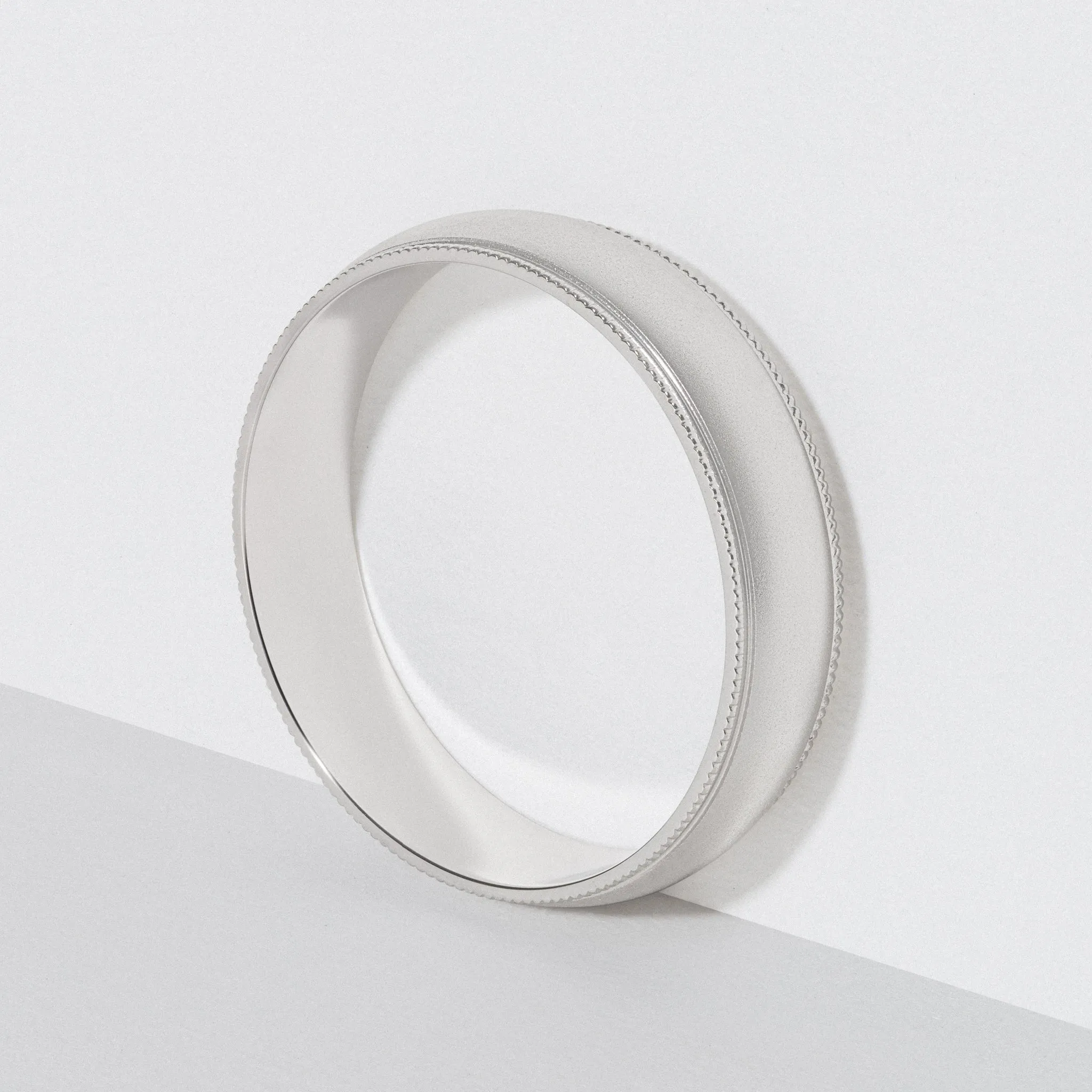 White Gold Classic Milgrain Wedding Band - Matte 5mm