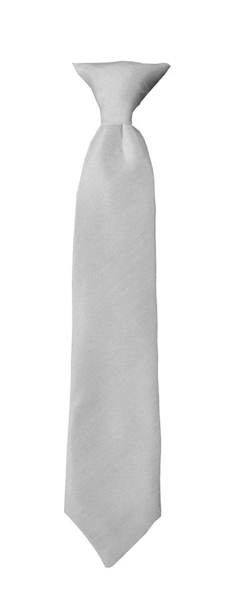 White Silk Shantung Necktie for Toddlers, Boys and Youth