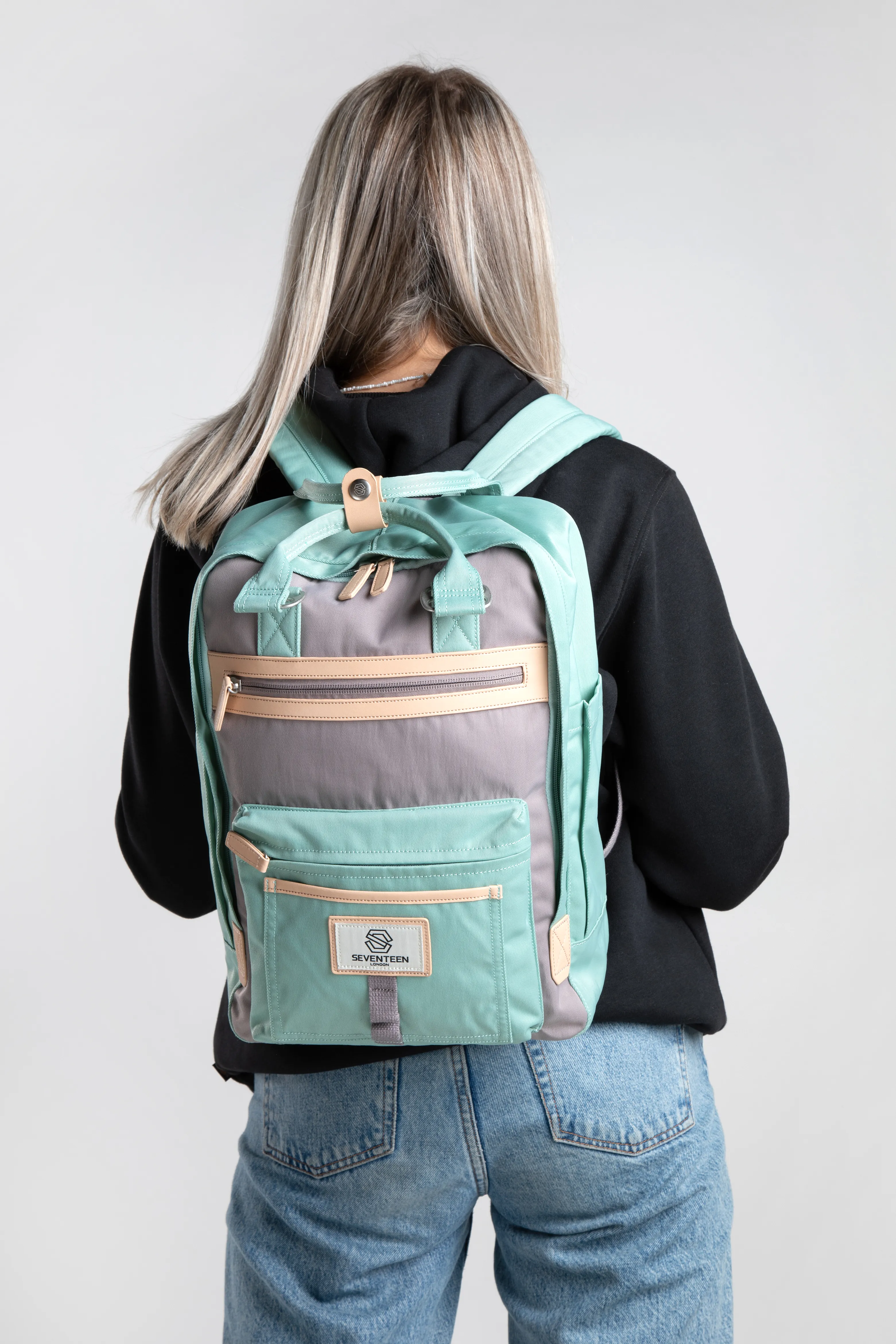 Wimbledon Backpack - Pastel Green with Grey