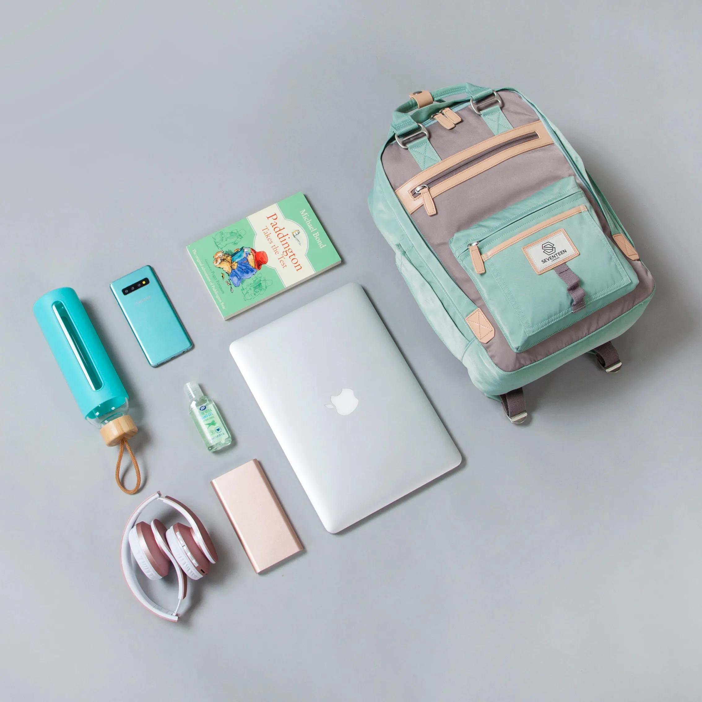 Wimbledon Backpack - Pastel Green with Grey