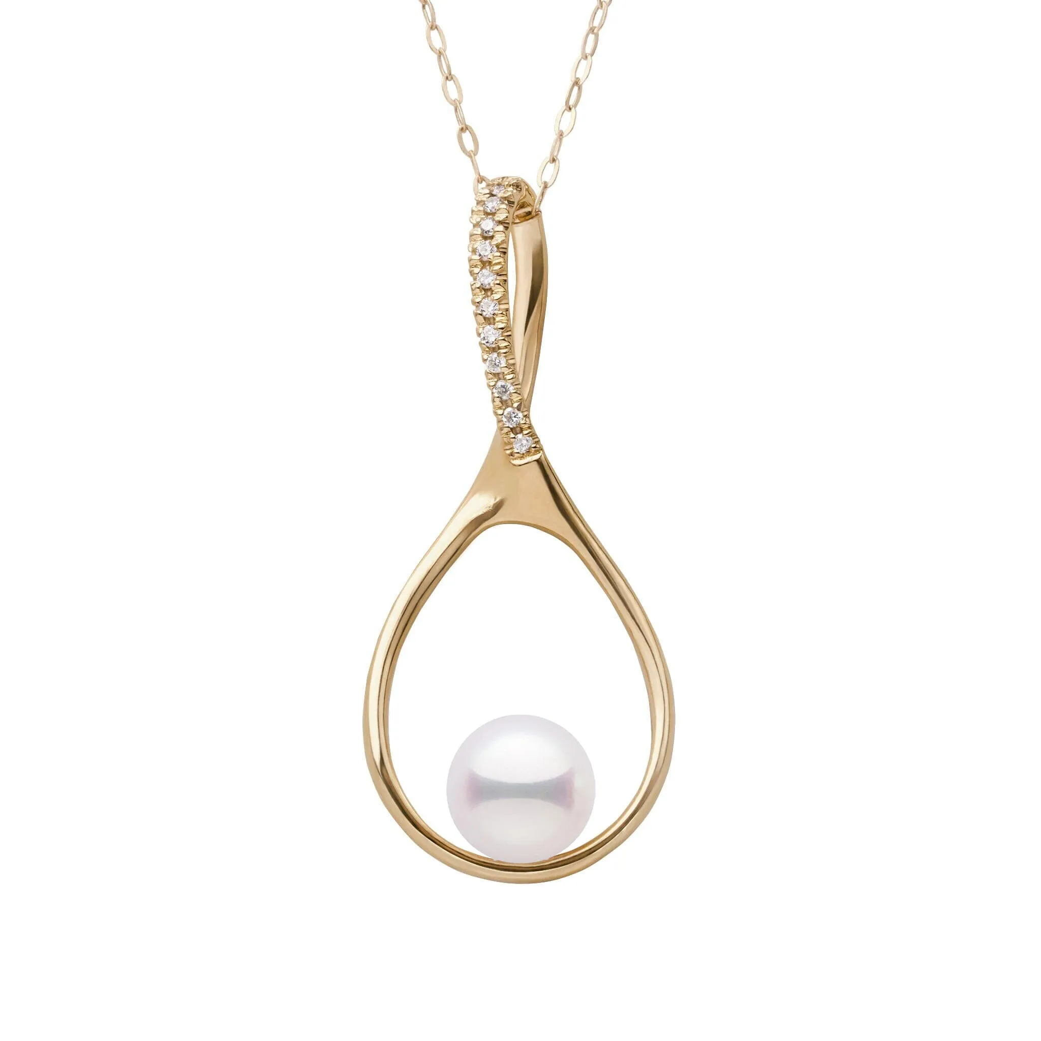 Wishbone Collection 6.5-7.0 mm Akoya Pearl and Diamond Pendant