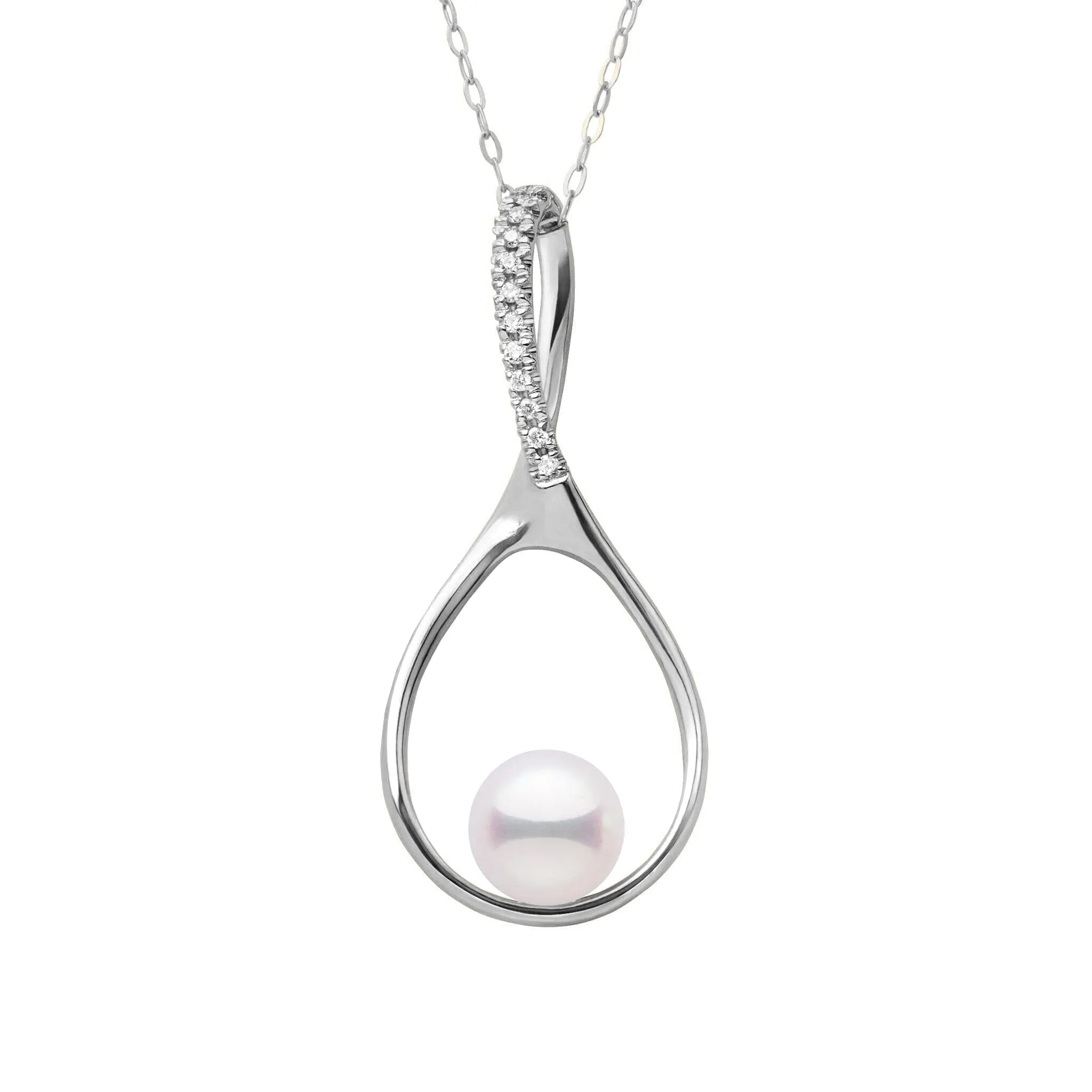 Wishbone Collection 6.5-7.0 mm Akoya Pearl and Diamond Pendant