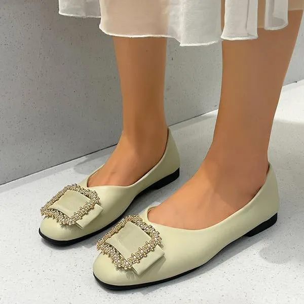 Women's Casual Square Buckle Decorated Flat Shoes 39558366S