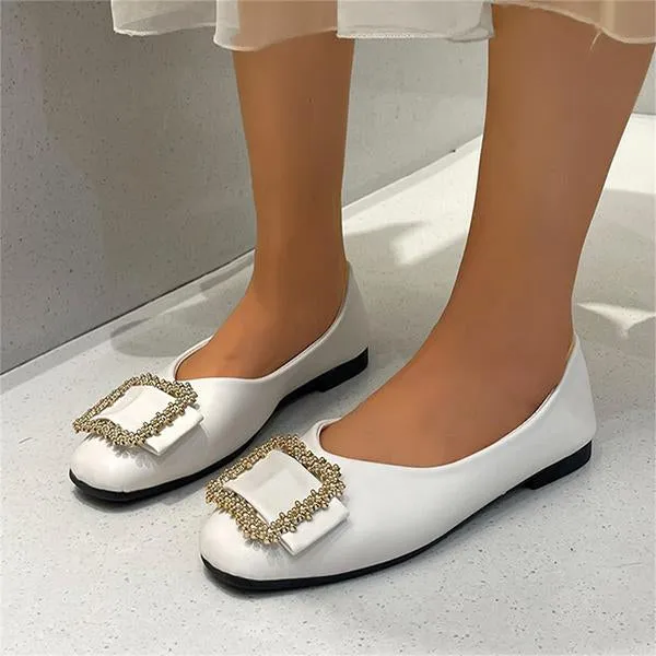 Women's Casual Square Buckle Decorated Flat Shoes 39558366S