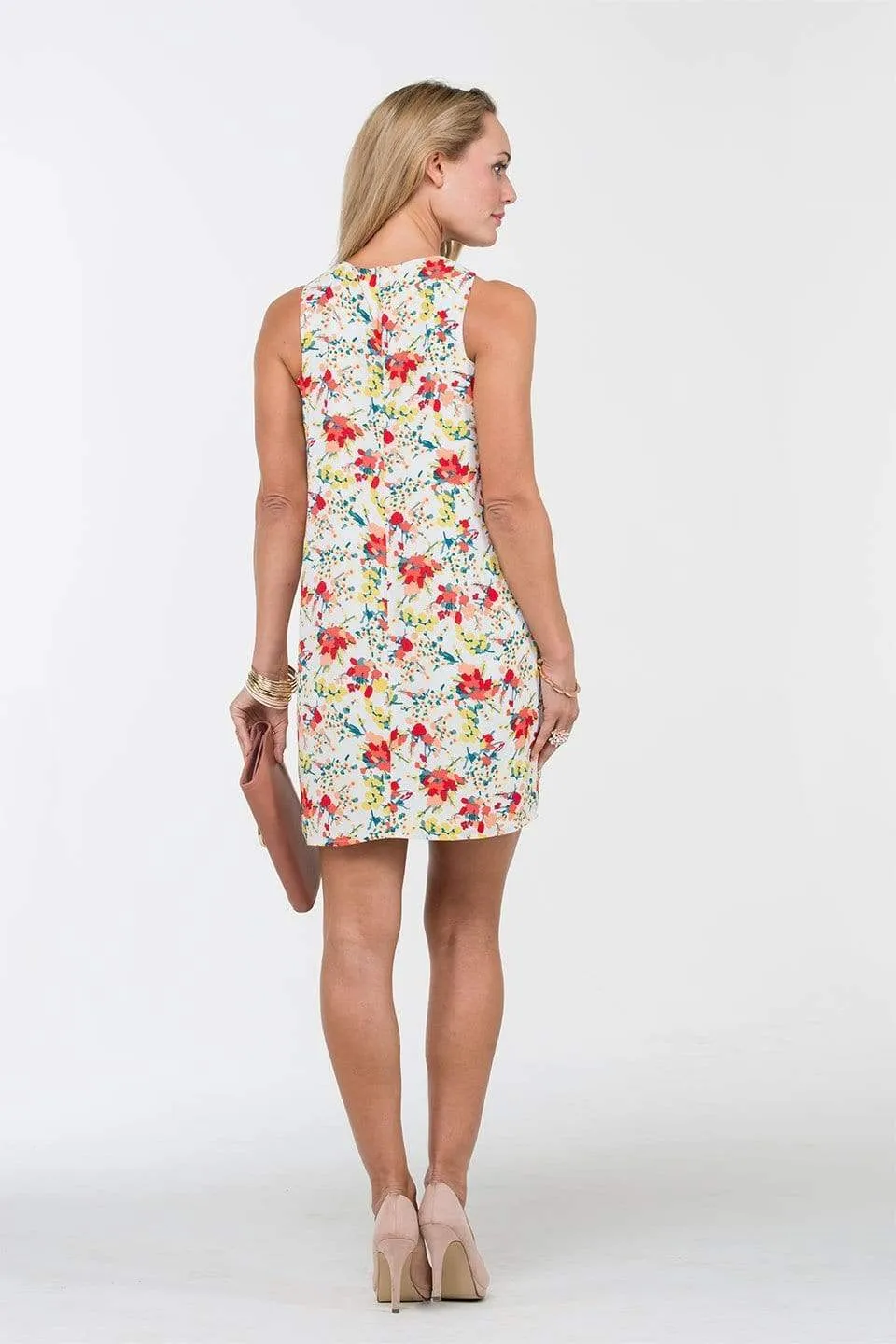 Woven Sleeveless Bobbie Overlapping Nursing Dress White Floral