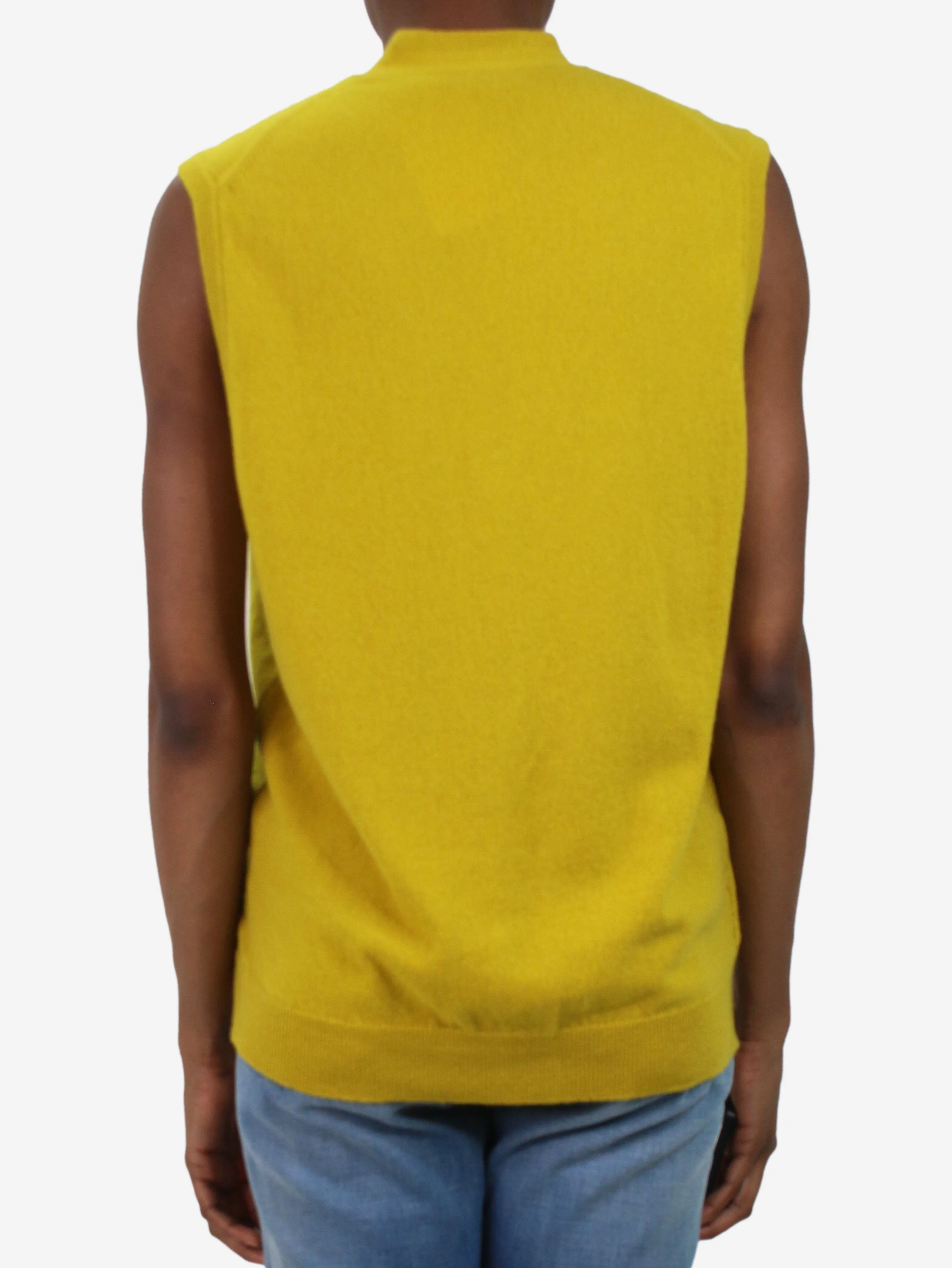 Yellow sleeveless pocket cardigan - size XS