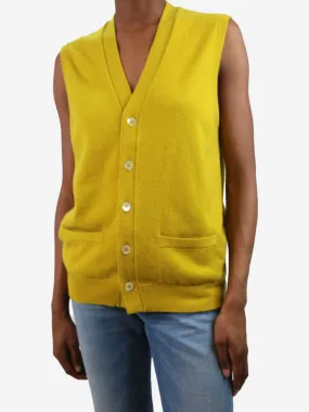 Yellow sleeveless pocket cardigan - size XS